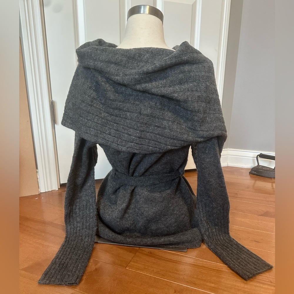 Gray Women's Sweater with Belt